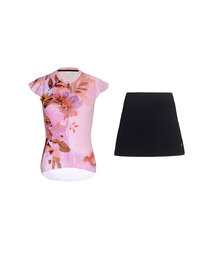 RIVANELLE short jersey and skirt - MISS FLOWERY - black/pink